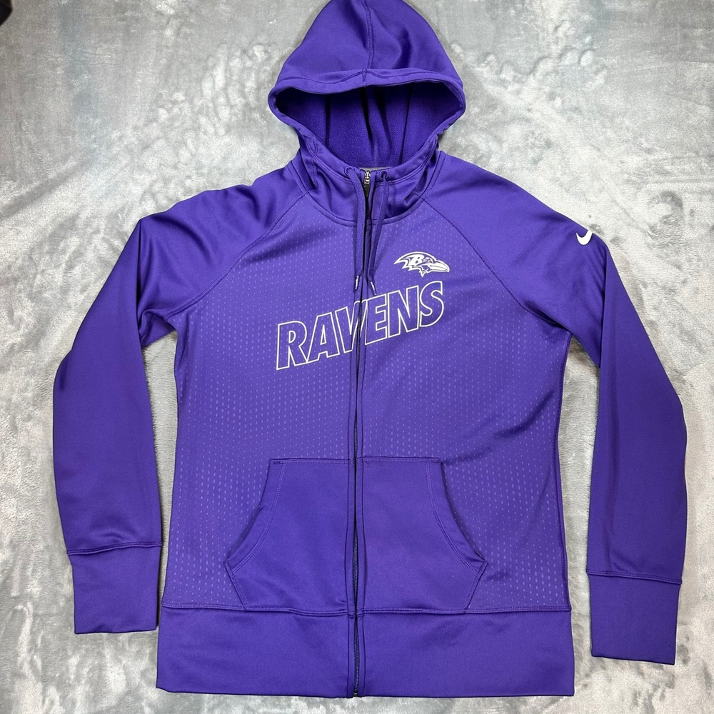 Nike Baltimore Ravens Therma-FIT Full Zip Hoodie Purple Womens L 656472-568 NFL